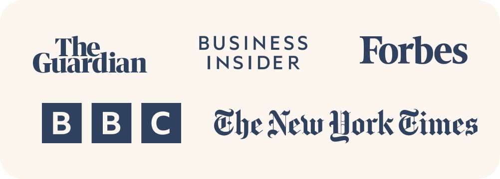 Lista de logos de marcas famosas: The Guardian, Business Insider, Forbes, BBC, The New York Times